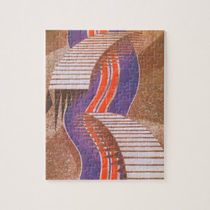 Vintage Art Deco Jazz Pochoir Stair Step Pattern Jigsaw Puzzle