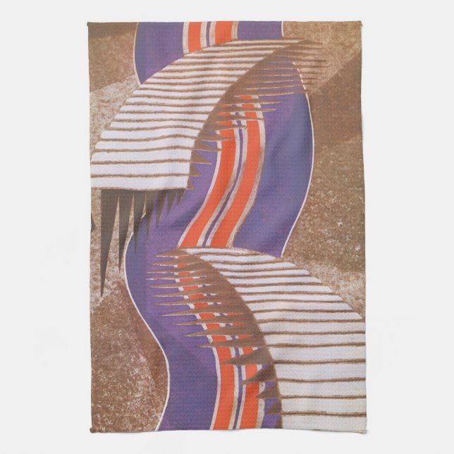 Vintage Art Deco Jazz Pochoir Stair Step Pattern Kitchen Towel (Vertical)