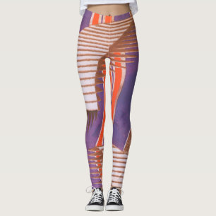 Vintage Art Deco Jazz Pochoir Stair Step Pattern Leggings