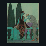 Vintage Art Deco La Villa d'Este by George Barbier<br><div class="desc">Vintage illustration love and romance art deco image with a man kissing a woman's hand on the balcony at la villa d'Este by artist George Barbier,  1922. Newlyweds on their honeymoon at a romantic estate in Italy.</div>