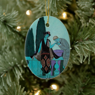 Vintage Art Deco La Villa d'Este by George Barbier Ceramic Ornament