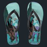 Vintage Art Deco La Villa d'Este by George Barbier Flip Flops<br><div class="desc">Vintage illustration love and romance art deco image with a man kissing a woman's hand on the balcony at la villa d'Este by artist George Barbier,  1922. Newlyweds on their honeymoon at a romantic estate in Italy.</div>