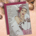 Vintage Art Deco Lady Christmas Holiday Card<br><div class="desc">A beautiful vintage retro Christmas art deco woman holiday card. Send out one of these gorgeous art deco women holiday cards to friends and family for a unique holiday idea this year.  Also perfect for collectors. Check out the Art Deco collection in my store for more like this.</div>