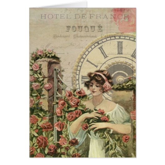 Vintage Art Deco Lady Flower Clock Design (Front)