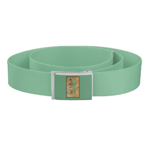 Vintage Art Deco Lady Green Golden Tree Belt