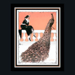 Vintage, Art Deco "Lady & Peacock" Poster<br><div class="desc">Very nice,  vintage,  Art Deco print "Lady & Peacock" in peachy/coral,  black,  & white.  Standard 11x14 shown here. Also available in standard 8x10,  16x20,  custom sizes,  and canvas.</div>