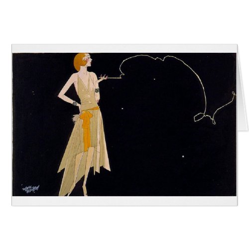 Vintage Art Deco Lady Smoking