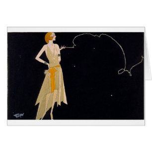Vintage Art Deco Lady Smoking, Cards