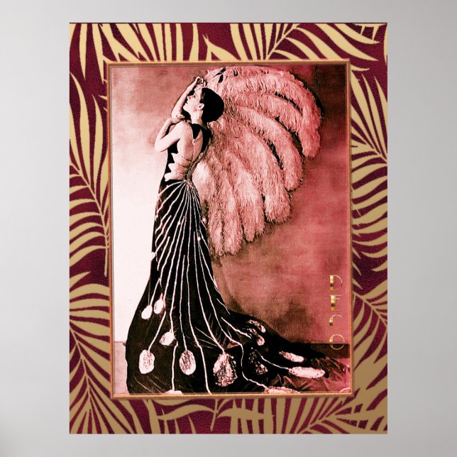 Vintage Art Deco Lady with Fan Poster (Front)
