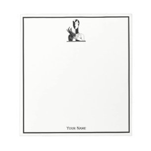 Vintage Art Deco Lady With Pearls Black Transp Notepad