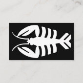 Vintage Art Deco Lobster in White on Black Business Card (Back)