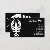 Vintage Art Deco Lobster in White on Black Business Card (Front/Back)