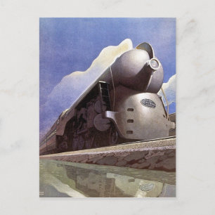 Vintage Art Deco Locomotive Train Ad Postcard