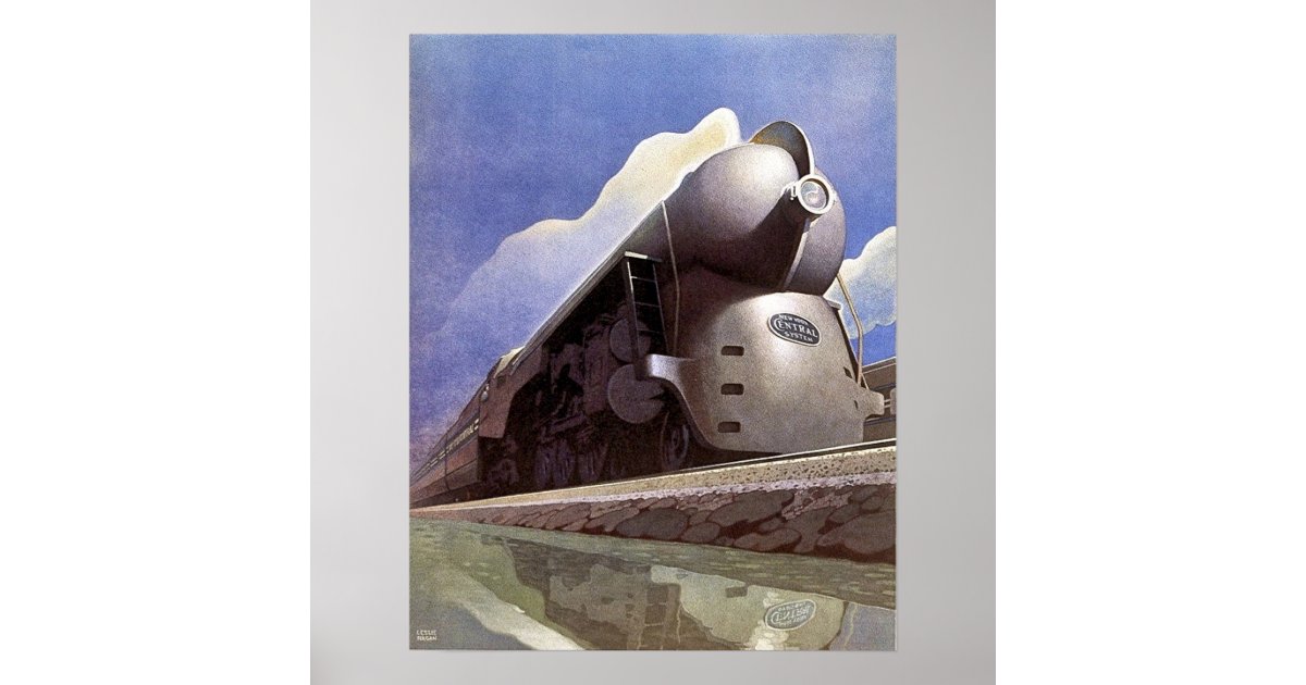 Vintage Art Deco Locomotive Train Ad Poster Zazzle Com
