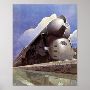 Vintage Art Deco Locomotive Train Ad Poster