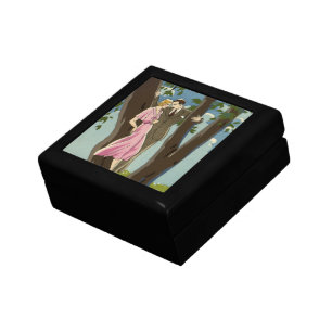 Vintage Art Deco Love and Romance Newlyweds Couple Jewelry Box