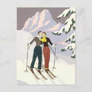 Vintage Art Deco Love and Romance, Save the Date! Announcement Postcard