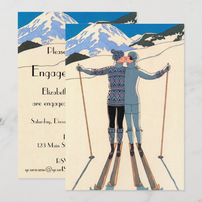 Vintage Art Deco Love Engagement Party Invitation (Front/Back)