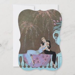 Vintage Art Deco Love, Fireworks Engagement Party Invitation