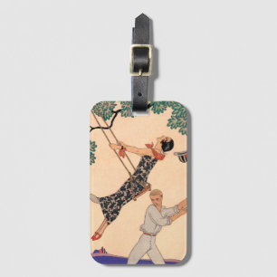 Vintage Art Deco Love, The Swing by George Barbier Luggage Tag