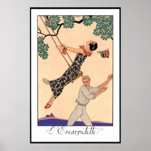 Vintage Art Deco Love, The Swing by George Barbier Poster