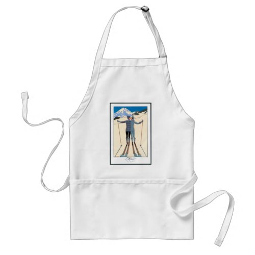 Vintage Art Deco Lovers in Snow by George Barbier Adult Apron