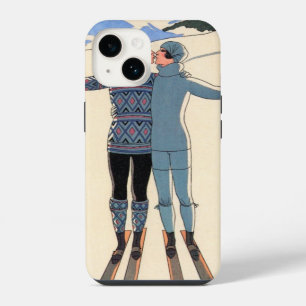 Vintage Art Deco, Lovers in Snow by George Barbier iPhone 14 Case