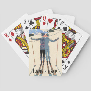 Vintage Art Deco, Lovers in Snow by George Barbier Poker Cards