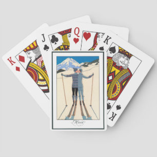 Vintage Art Deco, Lovers in Snow by George Barbier Poker Cards