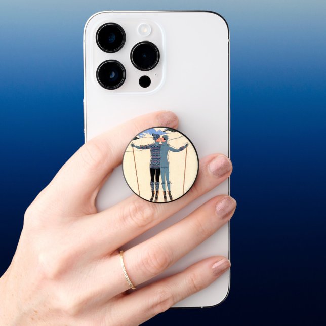 Vintage Art Deco, Lovers in Snow by George Barbier PopSocket (Creator Uploaded)