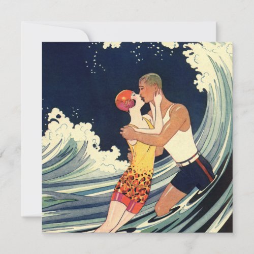 Vintage Love Romance Romantic Kiss Beach Wedding Personalized Invite