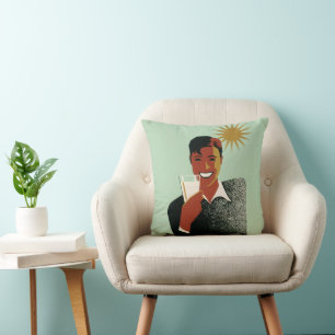 Vintage Art Deco Man, Cold Drinks in the Summer Throw Pillow