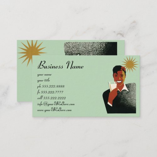 Vintage Art Deco Man with Cocktail in the Sun Business Card