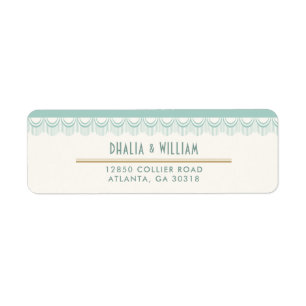 Vintage Art Deco Mint and Gold Return Address Label