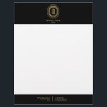 Vintage Art Deco Monogram Gold/Black Letterhead<br><div class="desc">Coordinates with the Vintage Art Deco Monogram Gold/Black Business Card Template by 1201AM. Your initials are elegantly displayed on this faux gold vintage-inspired art deco plaque for a unique logo. A stylish and classic design on this designer letterhead template. © 1201AM CREATIVE</div>