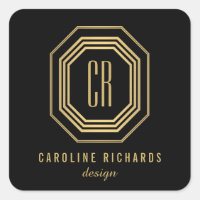 Vintage Art Deco Monogram Gold/Black