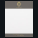 Vintage Art Deco Monogram Gold/Gray Letterhead<br><div class="desc">Coordinates with the Vintage Art Deco Monogram Gold/Gray Business Card Template by 1201AM. Your initials are elegantly displayed on this faux gold vintage-inspired art deco plaque for a unique logo. A stylish and classic design on this designer letterhead template. © 1201AM CREATIVE</div>