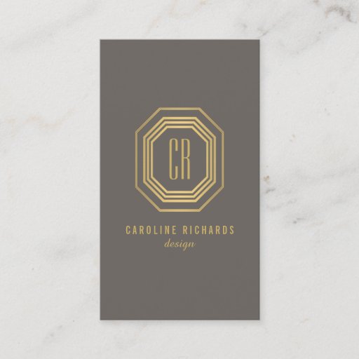 Customizable Glamorous Vintage Gold II Art Deco Monogram Business Card Template
