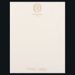 Vintage Art Deco Monogram Gold/Ivory Letterhead<br><div class="desc">Coordinates with the Vintage Art Deco Monogram Gold/Ivory Business Card Template by 1201AM. Your initials are elegantly displayed on this faux gold vintage-inspired art deco plaque for a unique logo. A stylish and classic design on this designer letterhead template. © 1201AM CREATIVE</div>