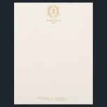 Vintage Art Deco Monogram Gold/Ivory Letterhead<br><div class="desc">Coordinates with the Vintage Art Deco Monogram Gold/Ivory Business Card Template by 1201AM. Your initials are elegantly displayed on this faux gold vintage-inspired art deco plaque for a unique logo. A stylish and classic design on this designer letterhead template. © 1201AM CREATIVE</div>