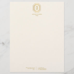 Vintage Art Deco Monogram Gold/Ivory Letterhead