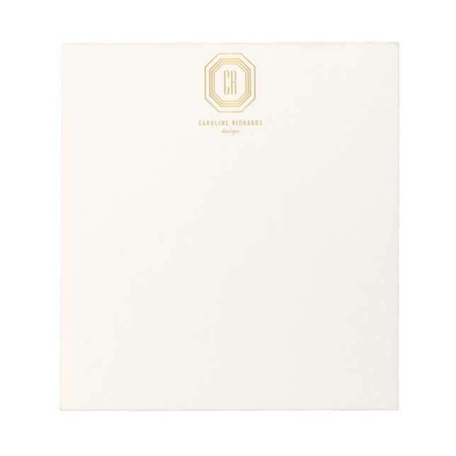 Vintage Art Deco Monogram Gold/Ivory Notepad (Front)