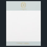 Vintage Art Deco Monogram Gold/Mint Letterhead<br><div class="desc">Coordinates with the Vintage Art Deco Monogram Gold/Mint Business Card Template by 1201AM. Your initials are elegantly displayed on this faux gold vintage-inspired art deco plaque for a unique logo. A stylish and classic design on this designer letterhead template. © 1201AM CREATIVE</div>