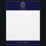 Vintage Art Deco Monogram Gold/Navy Letterhead<br><div class="desc">Coordinates with the Vintage Art Deco Monogram Gold/Navy Business Card Template by 1201AM. Your initials are elegantly displayed on this faux gold vintage-inspired art deco plaque for a unique logo. A stylish and classic design on this designer letterhead template. © 1201AM CREATIVE</div>