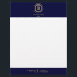 Vintage Art Deco Monogram Gold/Navy Letterhead<br><div class="desc">Coordinates with the Vintage Art Deco Monogram Gold/Navy Business Card Template by 1201AM. Your initials are elegantly displayed on this faux gold vintage-inspired art deco plaque for a unique logo. A stylish and classic design on this designer letterhead template. © 1201AM CREATIVE</div>