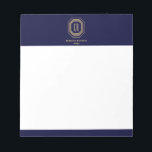 Vintage Art Deco Monogram Gold/Navy Notepad<br><div class="desc">Coordinates with the Vintage Art Deco Monogram Gold/Navy Business Card Template by 1201AM. Your initials are elegantly displayed on this faux gold vintage-inspired art deco plaque for a unique logo. A stylish and classic design on this designer notepad. © 1201AM CREATIVE</div>