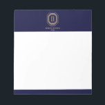 Vintage Art Deco Monogram Gold/Navy Notepad<br><div class="desc">Coordinates with the Vintage Art Deco Monogram Gold/Navy Business Card Template by 1201AM. Your initials are elegantly displayed on this faux gold vintage-inspired art deco plaque for a unique logo. A stylish and classic design on this designer notepad. © 1201AM CREATIVE</div>