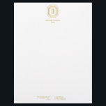 Vintage Art Deco Monogram Gold/White Letterhead<br><div class="desc">Coordinates with the Vintage Art Deco Monogram Gold/White Business Card Template by 1201AM. Your initials are elegantly displayed on this faux gold vintage-inspired art deco plaque for a unique logo. A stylish and classic design on this designer letterhead template. © 1201AM CREATIVE</div>