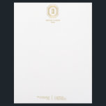 Vintage Art Deco Monogram Gold/White Letterhead<br><div class="desc">Coordinates with the Vintage Art Deco Monogram Gold/White Business Card Template by 1201AM. Your initials are elegantly displayed on this faux gold vintage-inspired art deco plaque for a unique logo. A stylish and classic design on this designer letterhead template. © 1201AM CREATIVE</div>