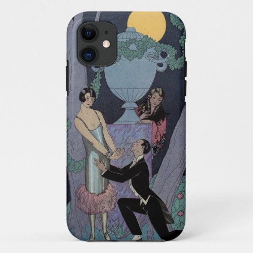 Vintage Art Deco Moonlight Love Triangle iPhone iPhone 11 Case